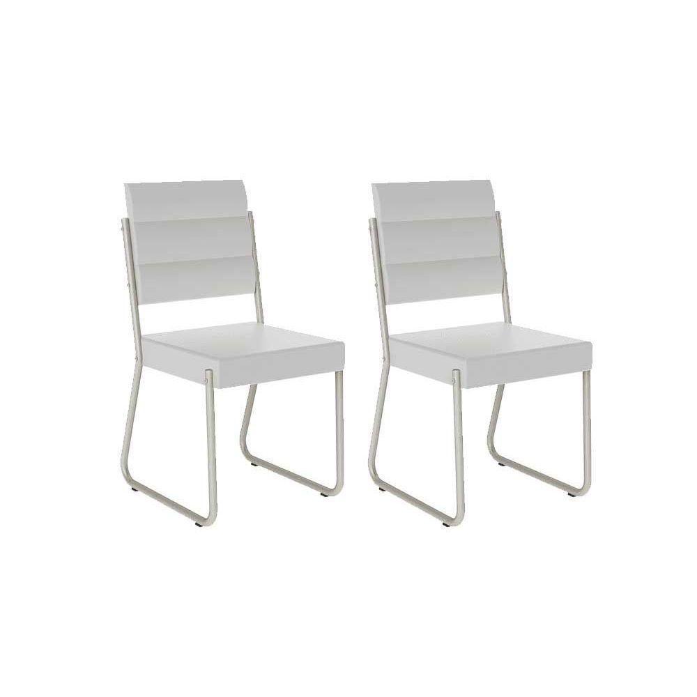 Cadeira Sala De Jantar 1736 Aço Kit 2 Uni Branco-prata - Carraro - 1
