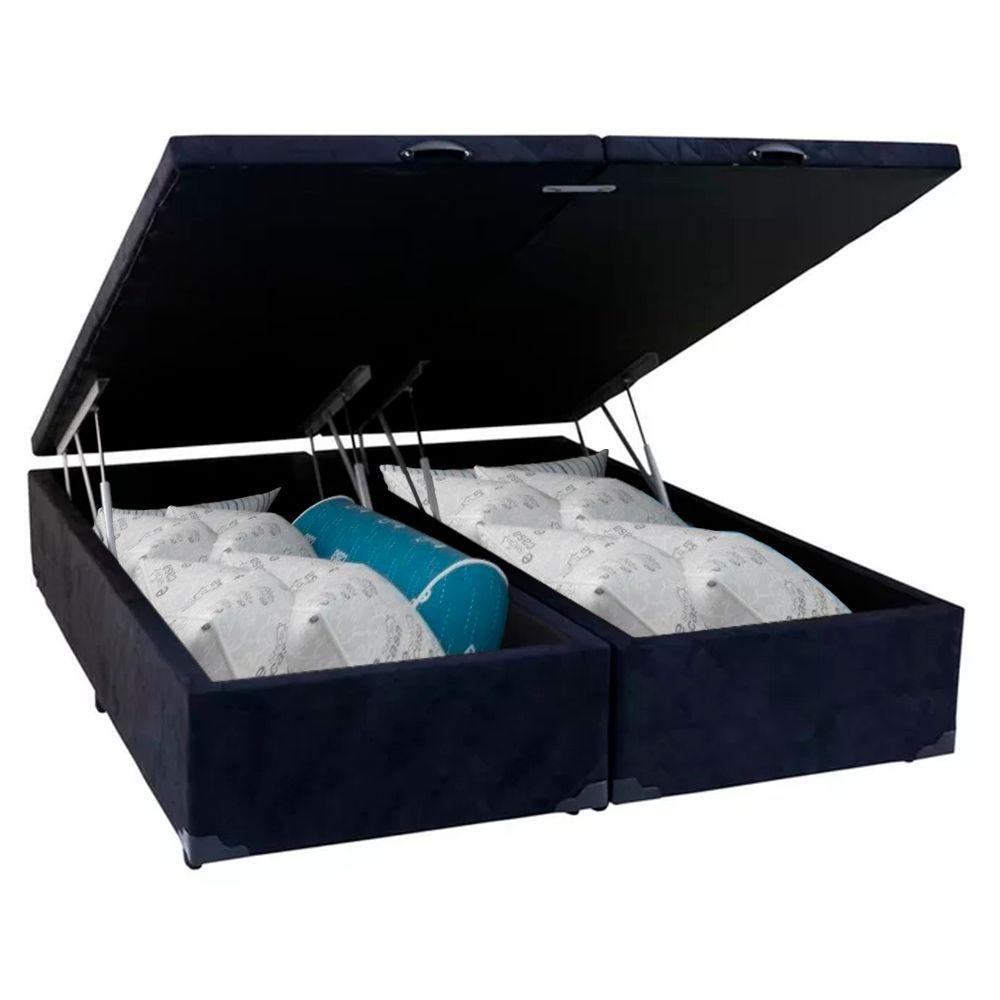 Cama Box Baú Casal Bipartido Suede Sereneprime Preto 138x188x44 - 4