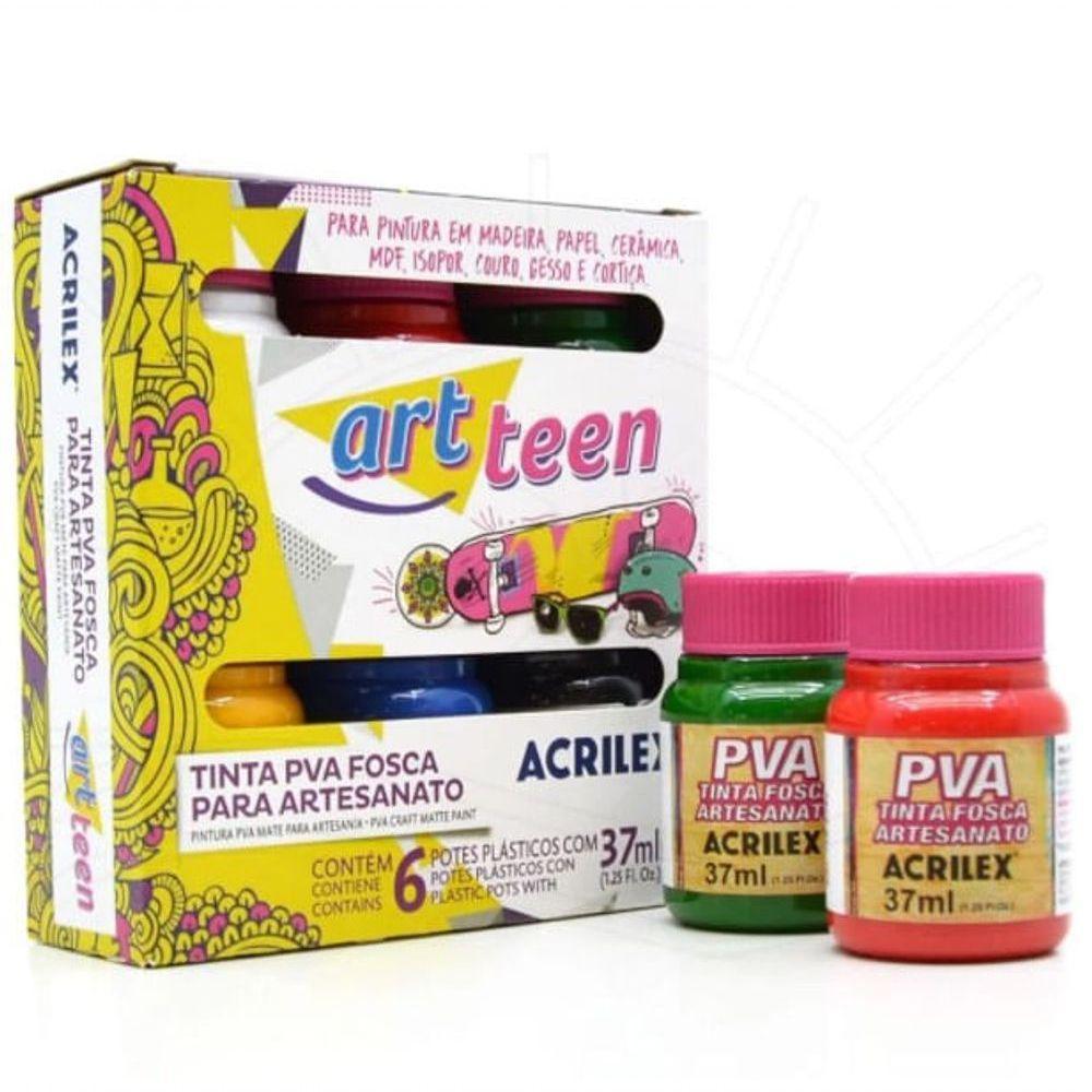Tinta Pva Plástica Fosca 6 Cores - Acrilex - 1