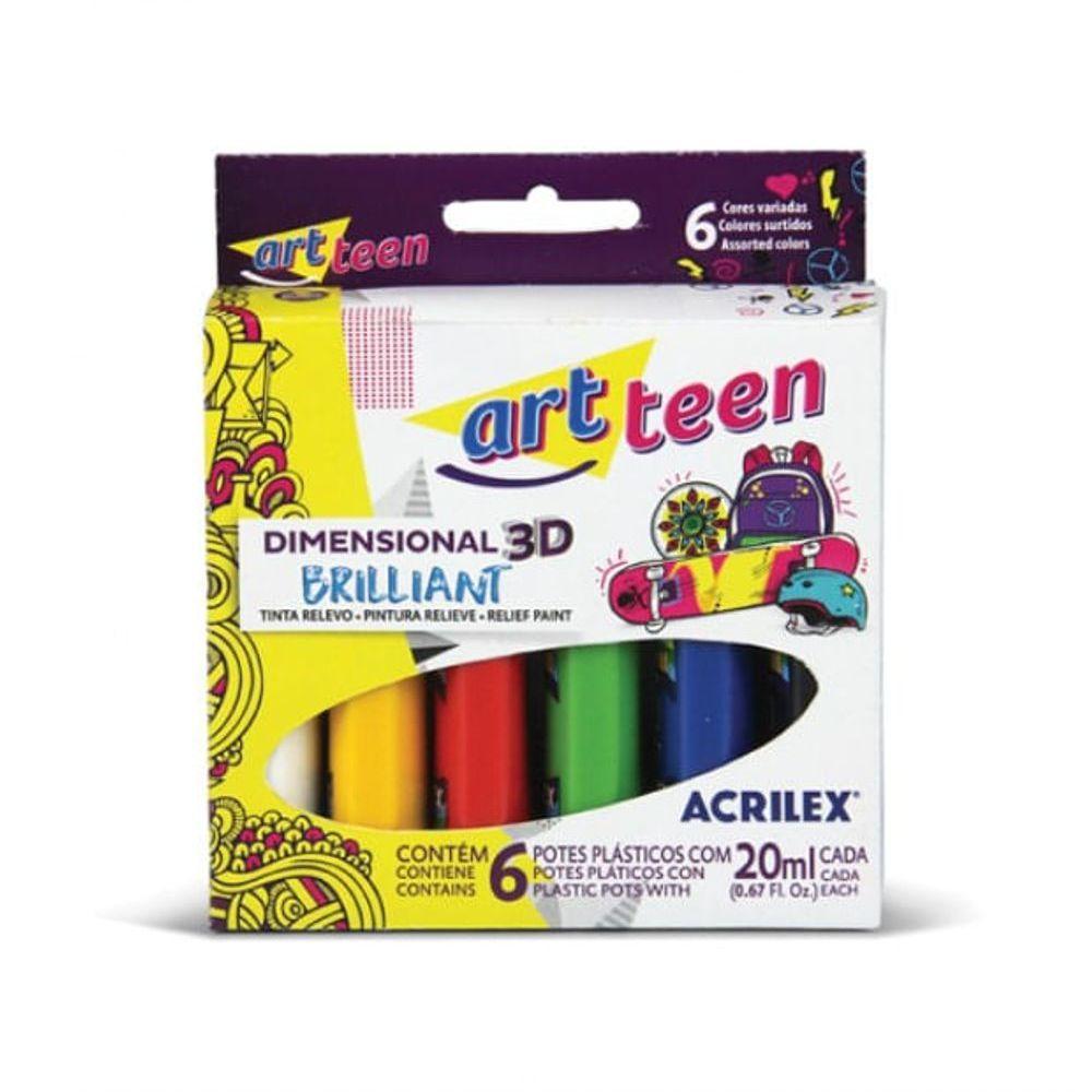 Tinta Dimensional Briliante 6 Cores - Acrilex - 1