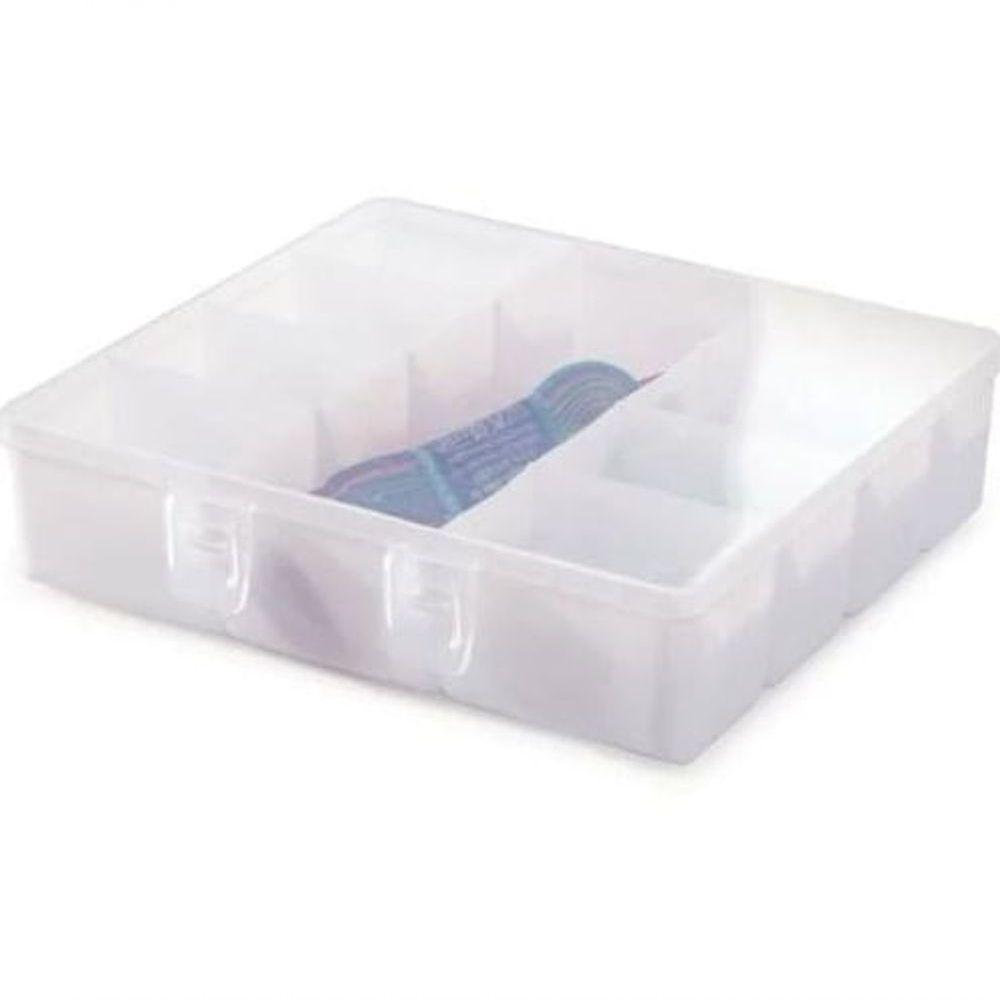 Caixa Organizadora Multiuso 18,5x17,7x4,8 Cm - 9 Divisórias - Plasutil - 1
