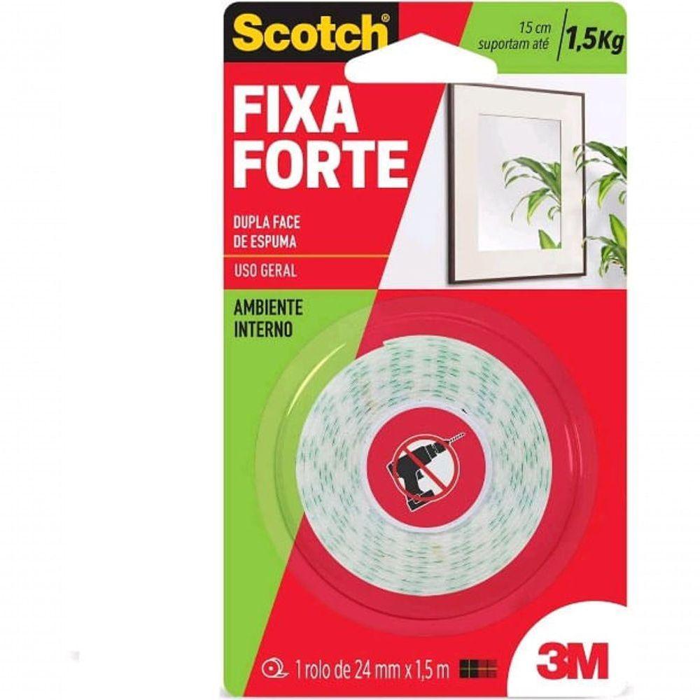 Fita Dupla Face De Espuma Fixa Tudo 24 Mm X 1,5 M - 1,5 Kg - Scotch - 3m - - 1