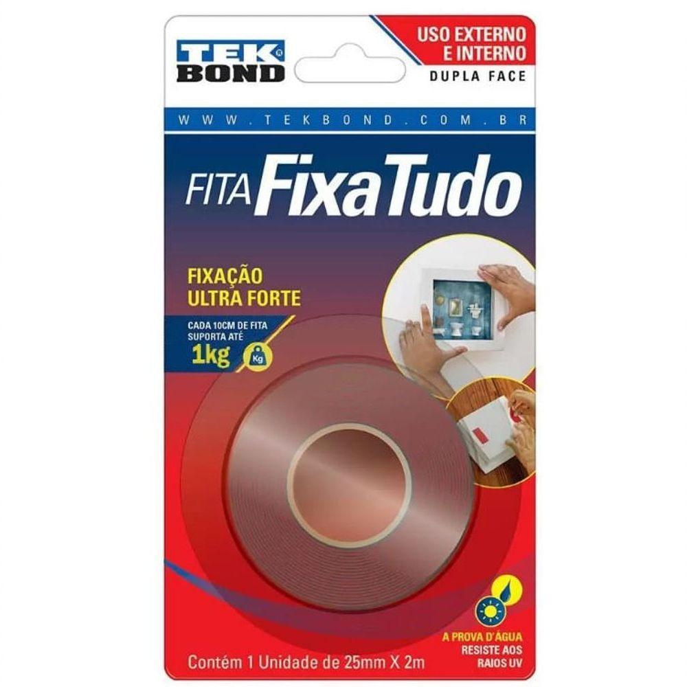 Fita Dupla Face Fixa Tudo Ambiente Externo 25mm X 2m - 1kg - Tek Bond - - 1