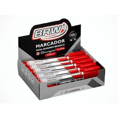 Caixa Caneta Marcador De Quadro Branco Recarregável C- Tinta - 12 Unidades - Brw - Vermelho