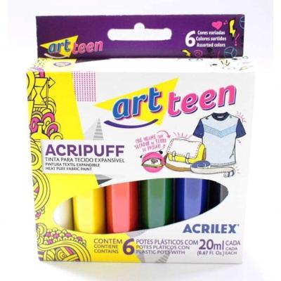 Tinta Relevo Expansível Acripuff C/6 Cores 20ml - Acrilex