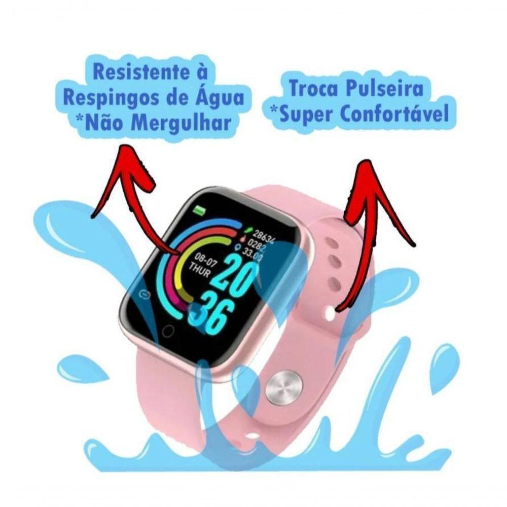 Relogio Inteligente Smartwatch D20 Rose + Fone Bluetooth - 3