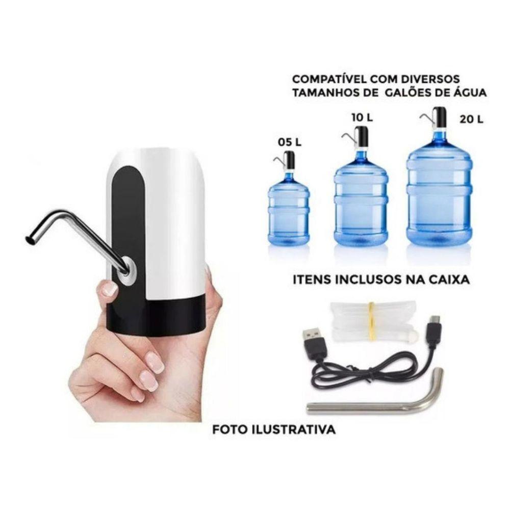 3 Bomba Dispenser Recarregável Usb Bebedouro Galão água Pre - 3