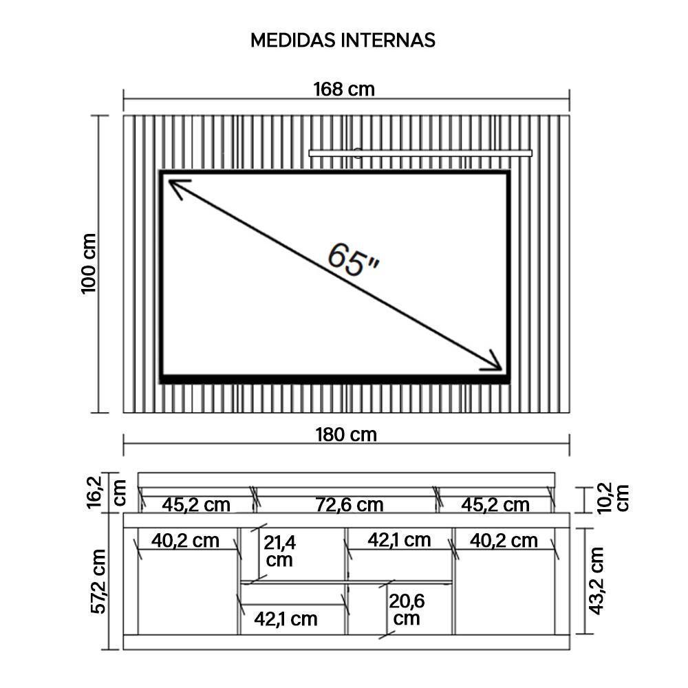 Rack Com Painel Tv Até 65 Polegadas Marrom Life Caemmun - 4