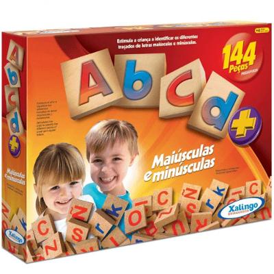 Blocos Pedagógicos Abcd Em Madeira 144 Peças - Xalingo