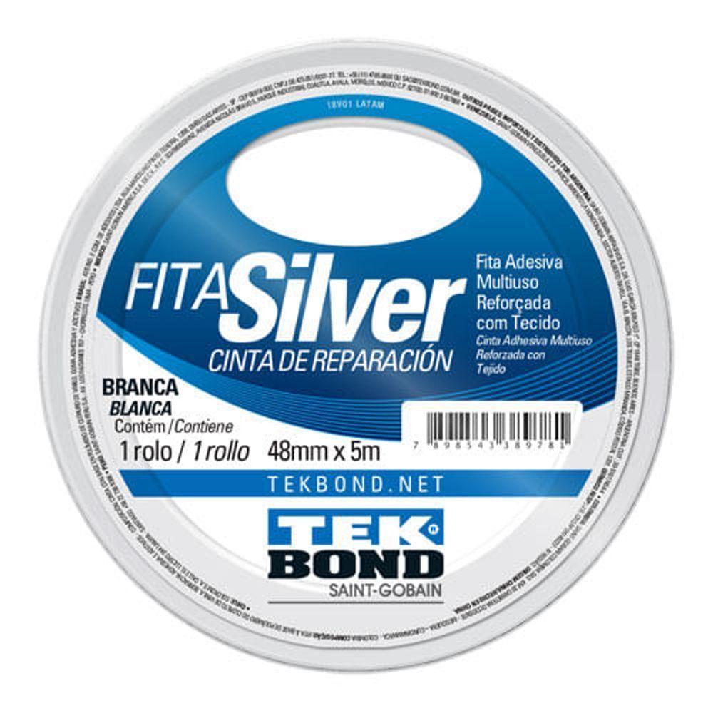 Fita Adesiva Multiuso - Silver - 48mmx5m - Tek Bond - Branco - 1