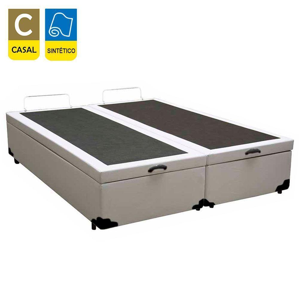 Cama Box Baú Casal Bipartido Sintético Sereneprime Branco 138x188x44. - 2
