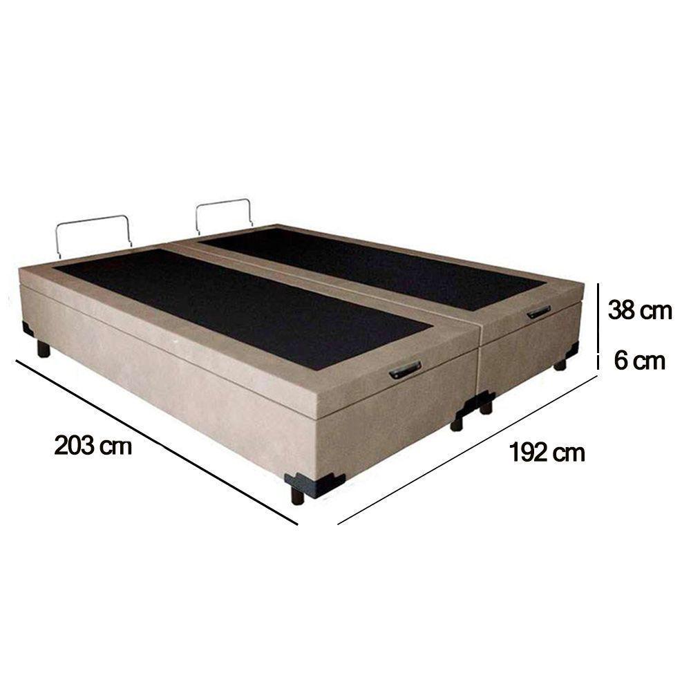 Cama Box Baú King Bipartido Suede Sereneprime Bege 192x203x44 - 6