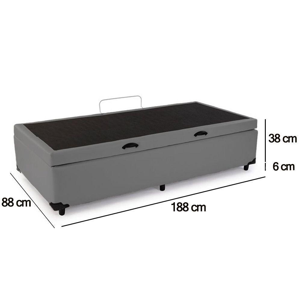 Cama Box Baú Solteiro Sintético Sereneprime Cinza 88x188x44 - 6