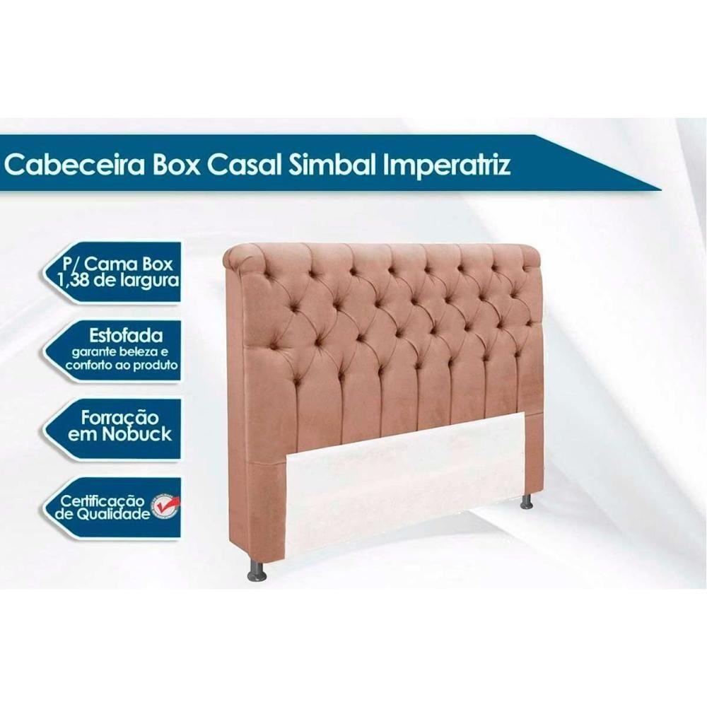 Cabeceira Cama Box Estofada Casal Casal Imperatriz Plus Suede Marrom Chocolate - Simbal - 2