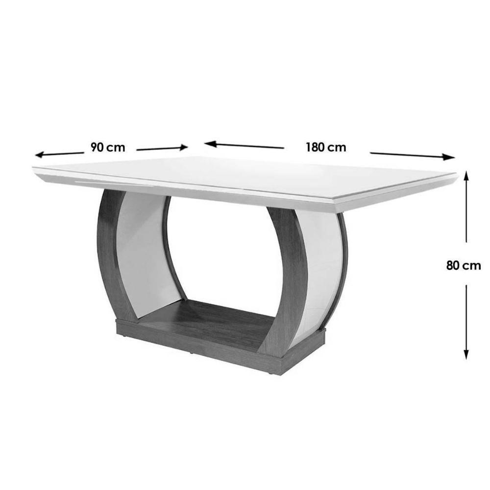 Conjunto: Mesa Sala Jantar Jade Tampo Madeirado c/ Vidro 180cm Canto Reto + 6 Cadeiras Jade Imbuia/Chocolate - Rufato - 6