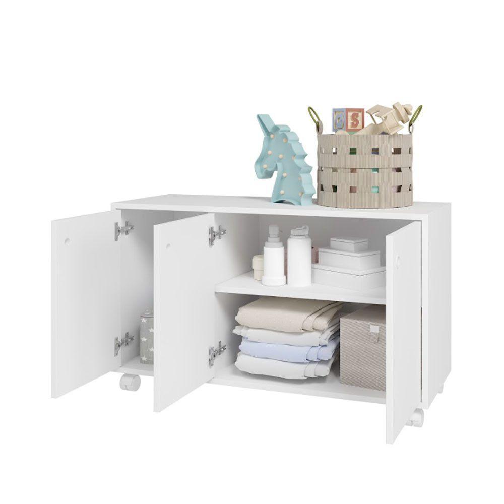 Balcão Infantil Em Mdp Com 3 Portas E 1 Prateleira Brv Móveis Branco - 2