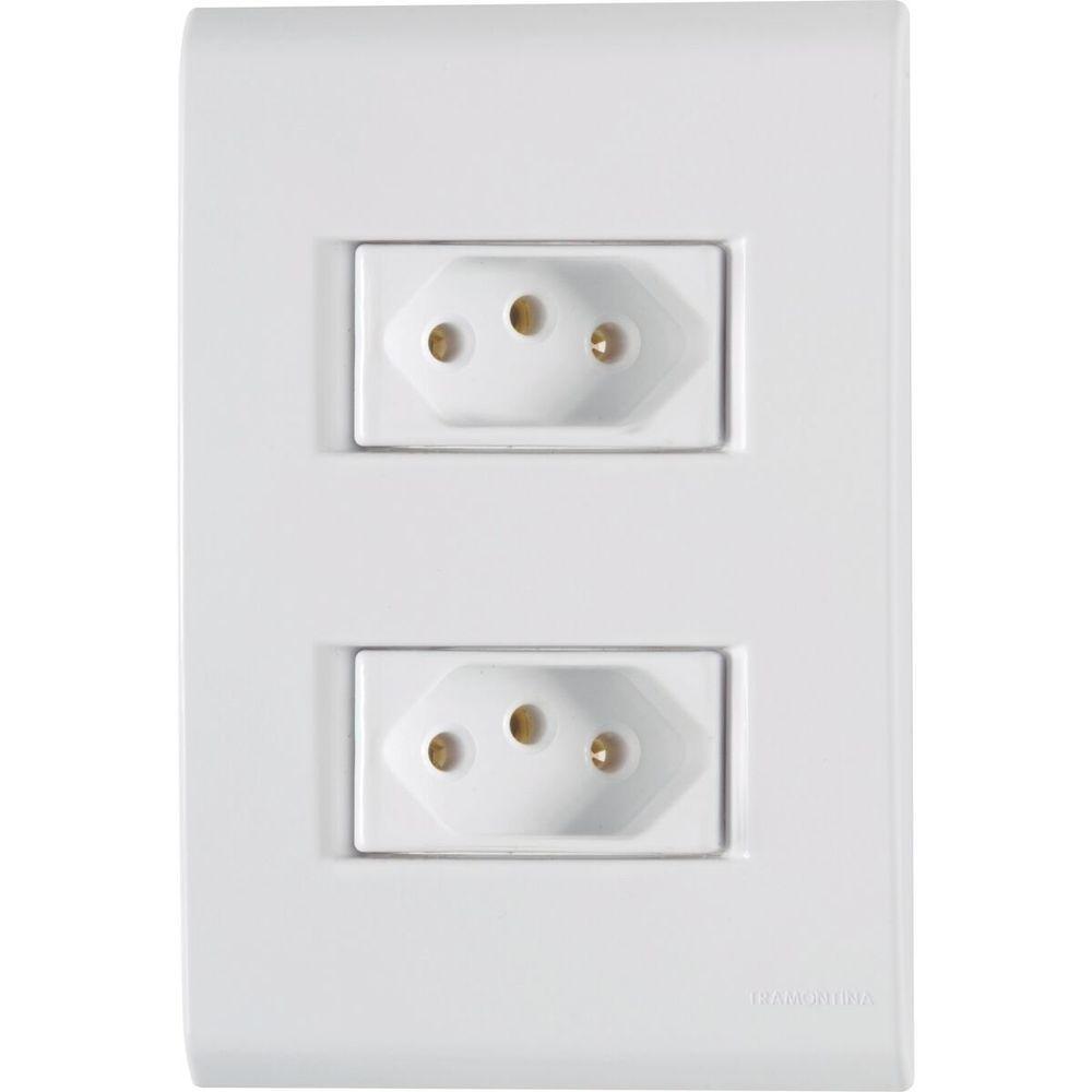 Conjunto 2 Tomadas 2p+t 10a-250v Liz Branco Tramontina Branco - 250v - 1