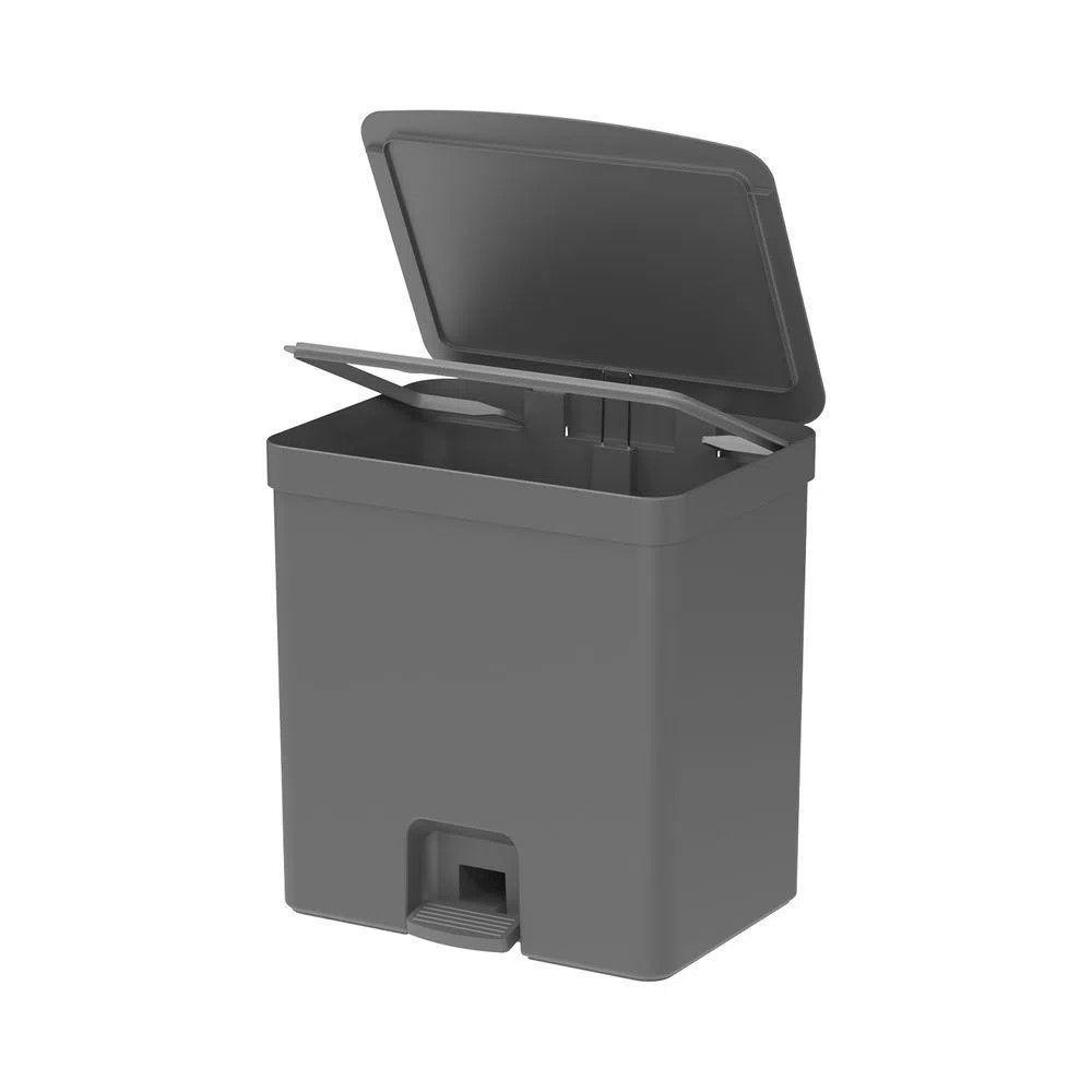 Lixeira Com Pedal Trium 30 L Chumbo Ou - 2