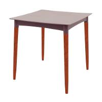 Mesa Tramontina Diana 70x70 Cm Em Polipropileno Camurça Com Pernas De Madeira Eucalipto - 1
