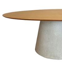 Mesa De Jantar Cone Oval 198x122 Cm Tampo Freijó Base Concreto Cor Cinza - 2