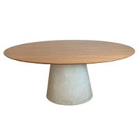 Mesa De Jantar Cone Oval 160x90 Cm Tampo Freijó Base Concreto Cor Cinza - 5