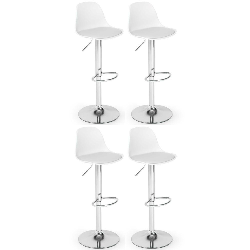 Kit 4 Banqueta Alta Leda Estofada Com Base Giratória E Regulagem De Altura - Branco - 1