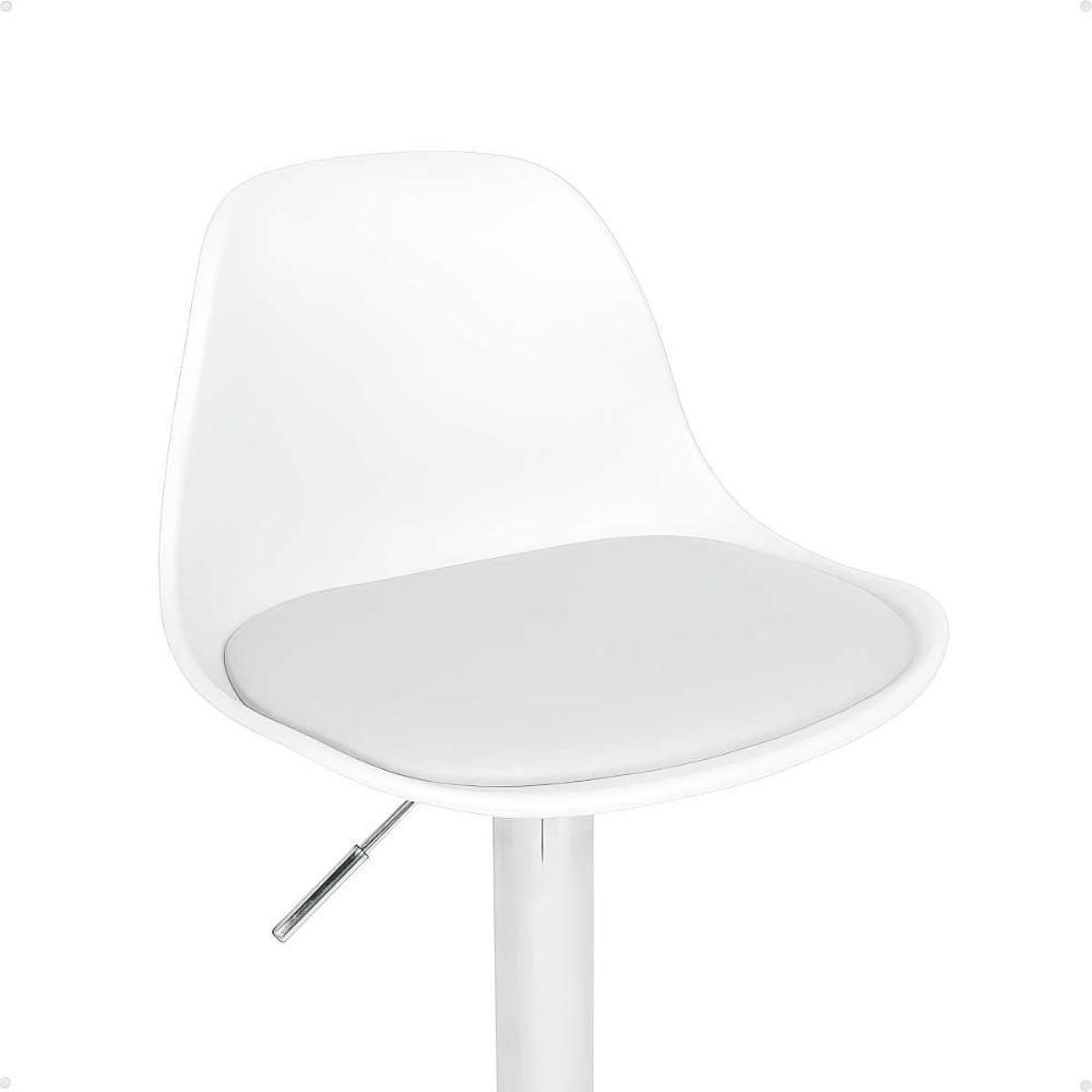 Kit 4 Banqueta Alta Leda Estofada Com Base Giratória E Regulagem De Altura - Branco - 4
