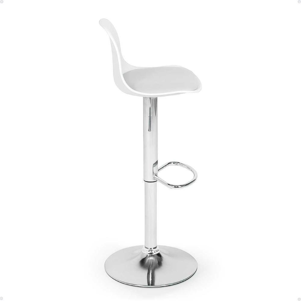 Kit 4 Banqueta Alta Leda Estofada Com Base Giratória E Regulagem De Altura - Branco - 6