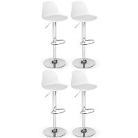 Kit 4 Banqueta Alta Leda Estofada Com Base Giratória E Regulagem De Altura - Branco - 1