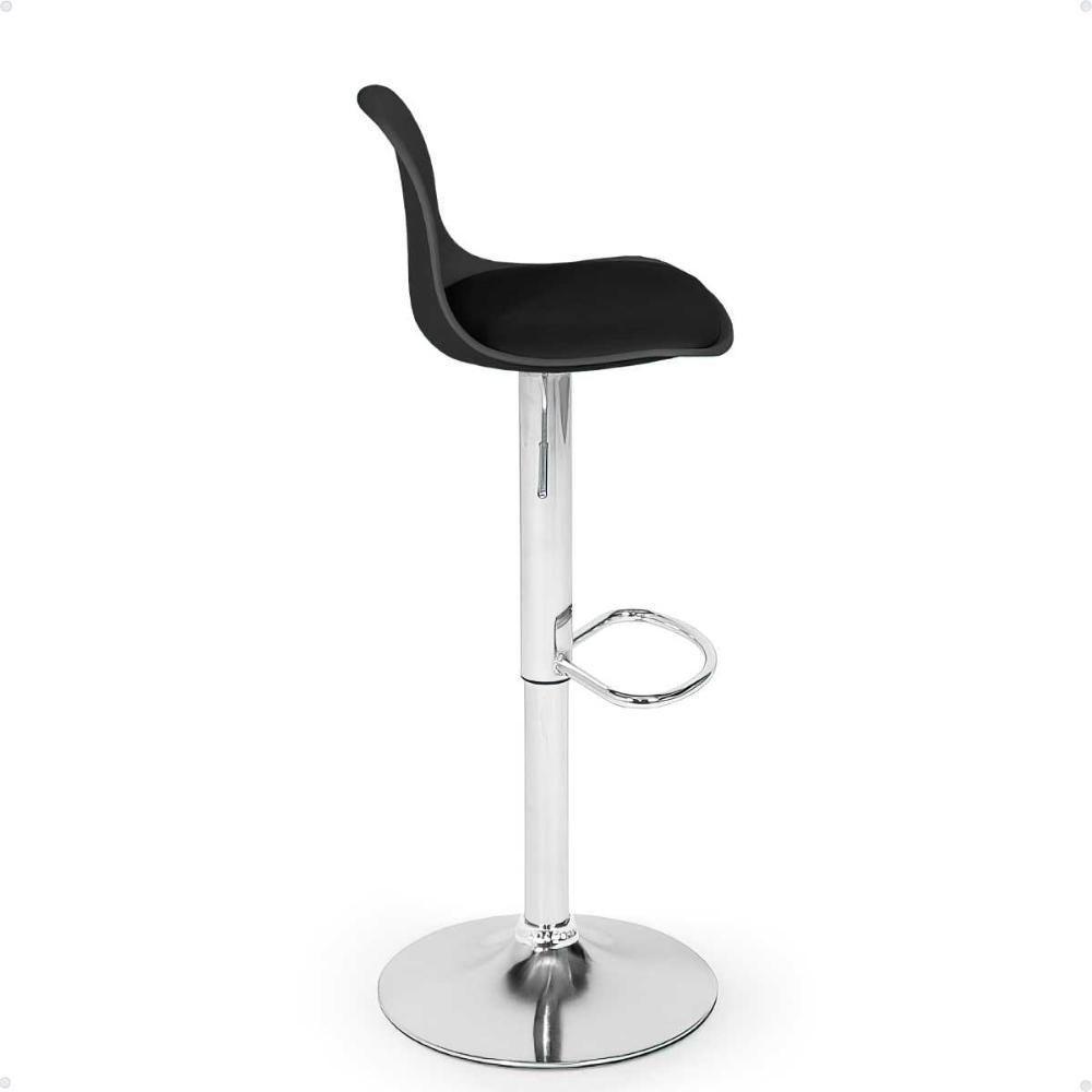 Kit 4 Banqueta Alta Leda Estofada Com Base Giratória E Regulagem De Altura - Preto - 7