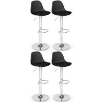 Kit 4 Banqueta Alta Leda Estofada Com Base Giratória E Regulagem De Altura - Preto - 1