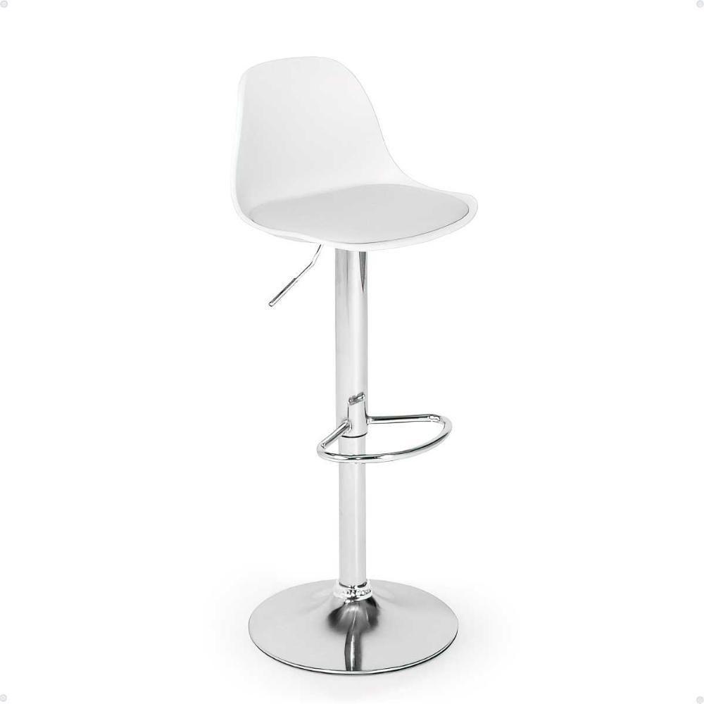 Kit 6 Banqueta Alta Leda Estofada Com Base Giratória E Regulagem De Altura - Branco - 7