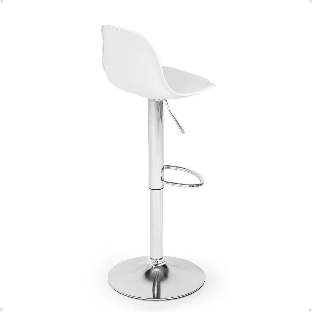 Kit 6 Banqueta Alta Leda Estofada Com Base Giratória E Regulagem De Altura - Branco - 8