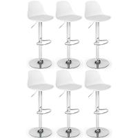 Kit 6 Banqueta Alta Leda Estofada Com Base Giratória E Regulagem De Altura - Branco - 1