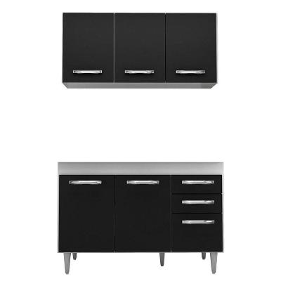 Armário Aéreo Honduras E Balcão Gabinete De Pia Suécia 120cm Branco/preto