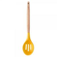 Colher Vazada De Silicone Com Cabo Madeira 32 Cm - Clink - 7