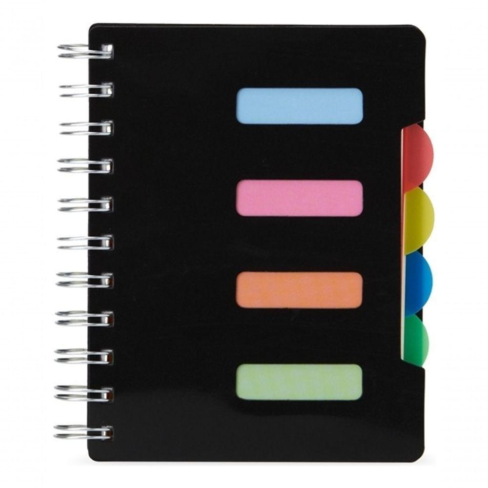 Caderno Pequeno Com Divisórias Espiral Anotações Pauta Cor Preto - 1