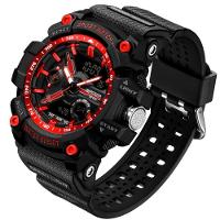 Relógio De Pulso Masculino Esportivo De Quartzo Dual Display Digital A Prova D´agua Vermelho - 1