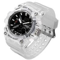 Relógio De Pulso Masculino Esportivo De Quartzo Dual Display Digital A Prova D´agua Branco - 1