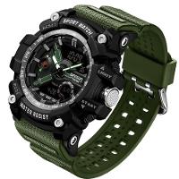 Relógio De Pulso Masculino Esportivo De Quartzo Dual Display Digital A Prova D´agua Verde - 1