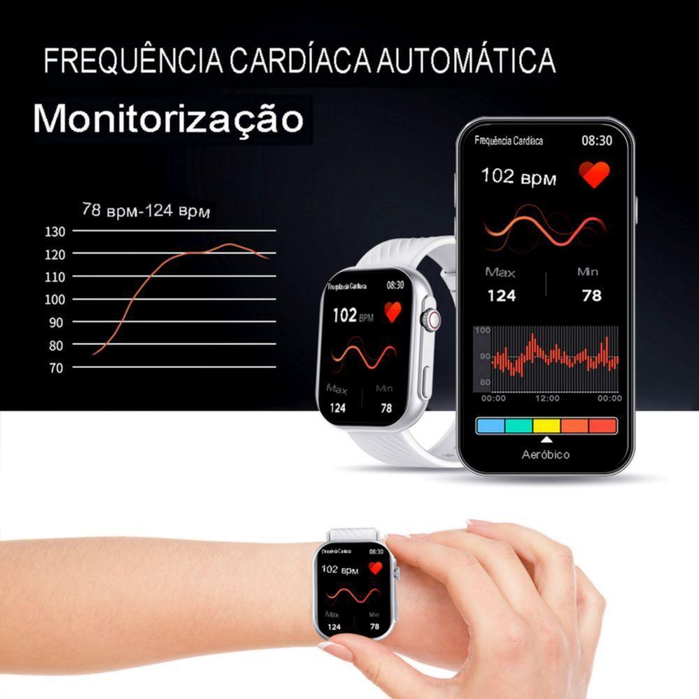 Relógio Inteligente Digital Zl80 Hd Tela Grande Bluetooth Chamada Modo Branco - 4