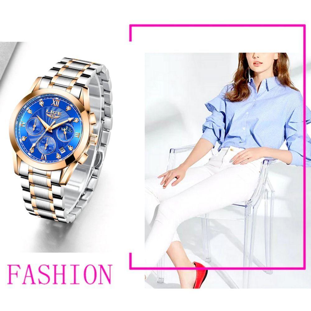 Relógio Feminino Analogico De Quartzo Pulseira Em Aço Casual - 4