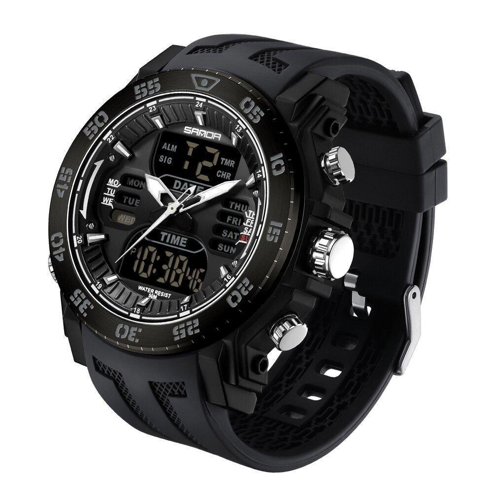 Relógios Esporte Quartzo E Digital 50m Cronômetro E Luz De Fundo - 1