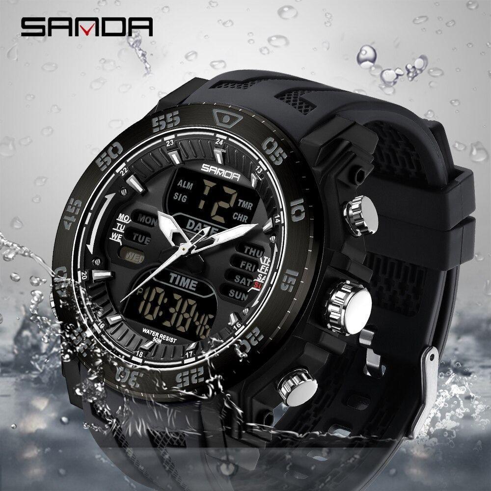 Relógios Esporte Quartzo E Digital 50m Cronômetro E Luz De Fundo - 2