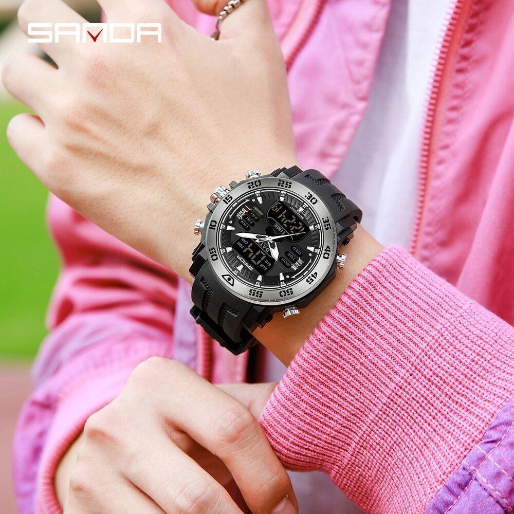 Relógios Esporte Quartzo E Digital 50m Cronômetro E Luz De Fundo - 4