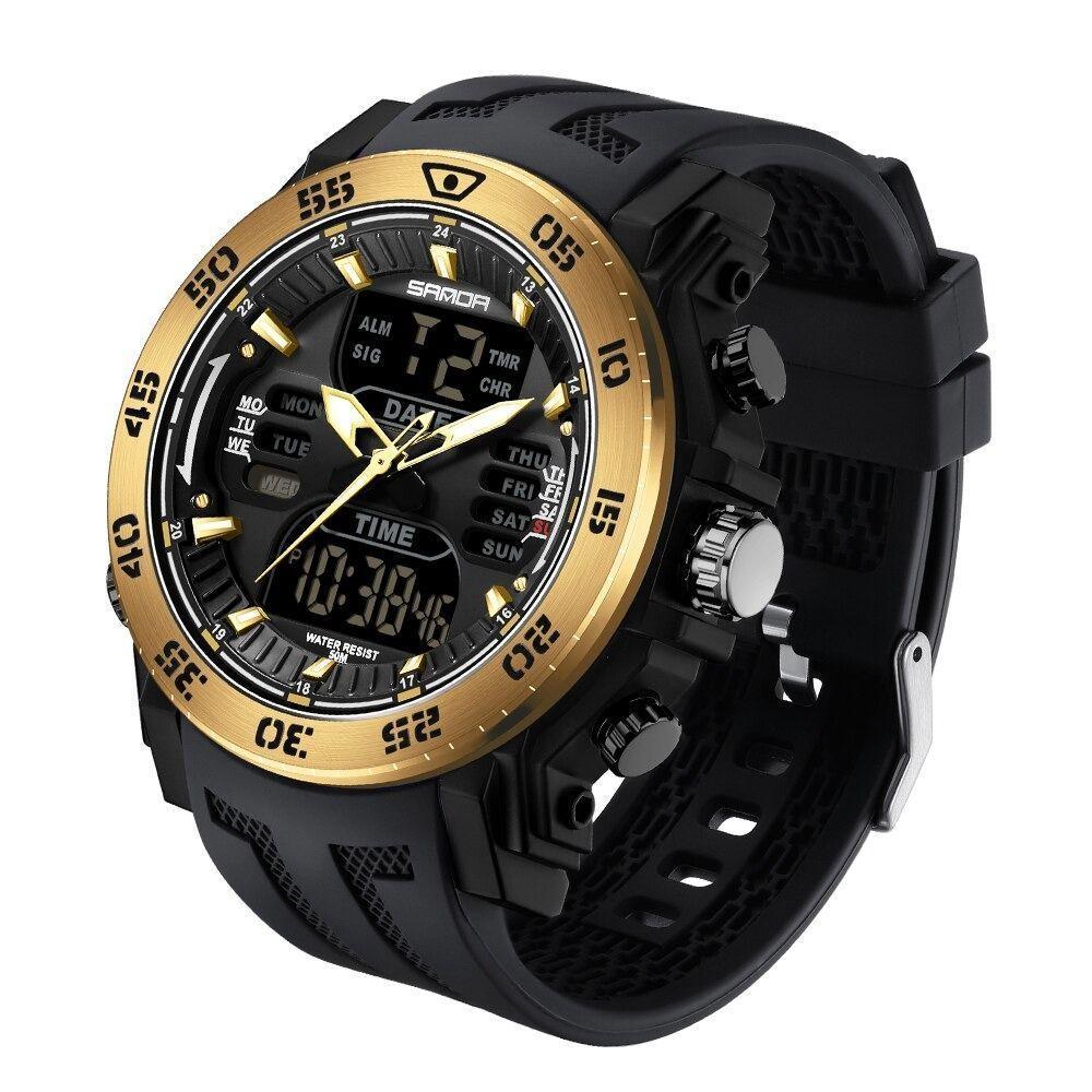 Relógios Esporte Quartzo E Digital 50m Cronômetro E Luz De Fundo - 1