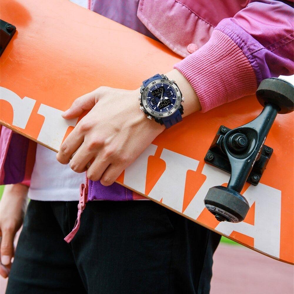 Relógios Esporte Quartzo E Digital 50m Cronômetro E Luz De Fundo - 2