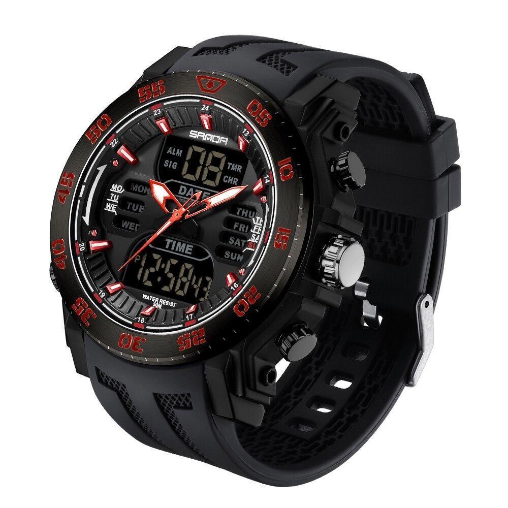 Relógios Esporte Quartzo E Digital 50m Cronômetro E Luz De Fundo - 1