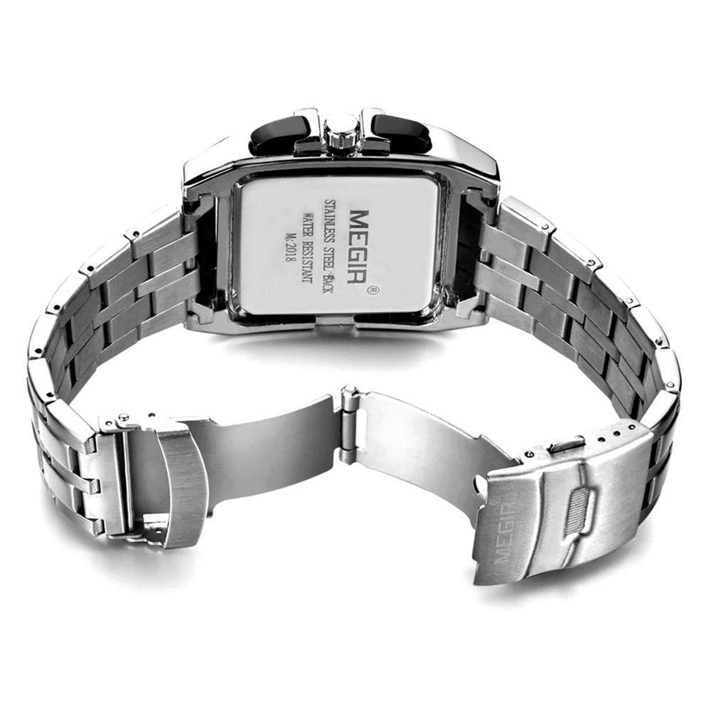 Relógio Masculino De Aço Inoxidável Quadrado á Prova D'água Esportivo - 2