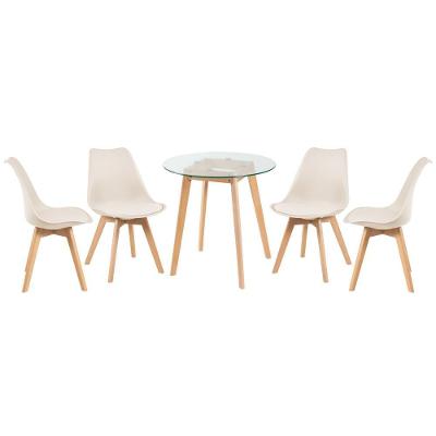 Mesa Redonda 70cm + 4 Cadeiras Creme